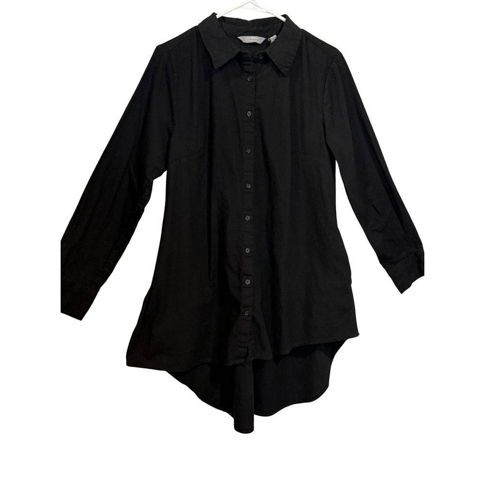 Black Cotton High-Low Lagenlook Tunic Long Sleeve Top Witchy Whimsigoth Boho